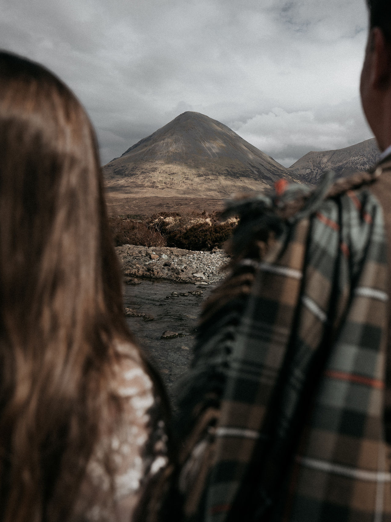 View from behind the bride and groom towards the Cuillin Mountains