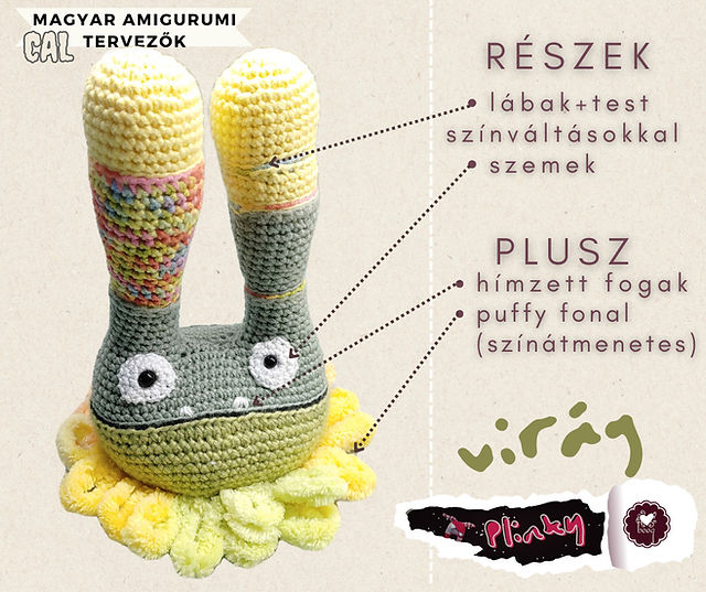 horgolt virág szörny amigurumi minta