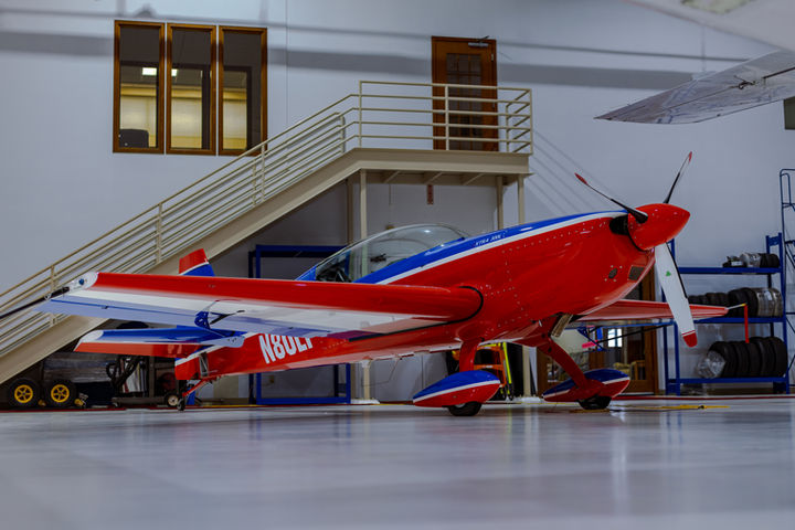 This stunt plane was given a ceramic coating by Badger Aero Detail Services LLC / KS Detail. This photo was taken by Autovista Media LLC, Alec Noel at Wisconsin Aviation in Madison, WI.