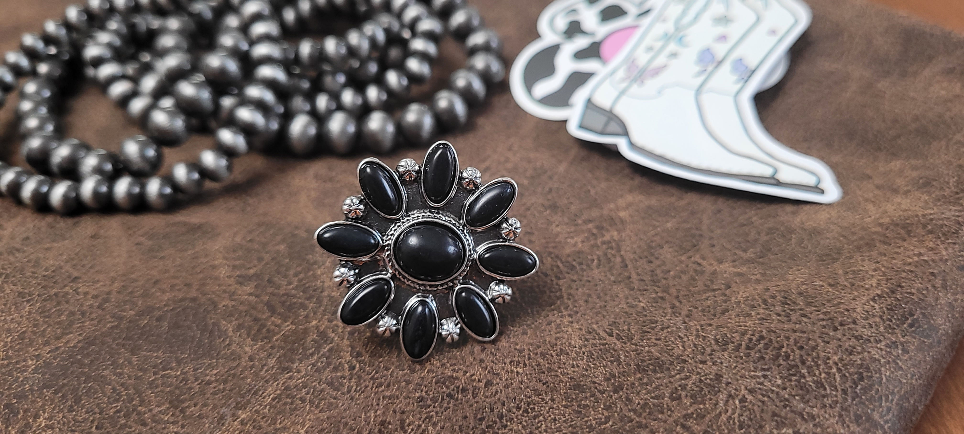 Concho Burst Ring - Black