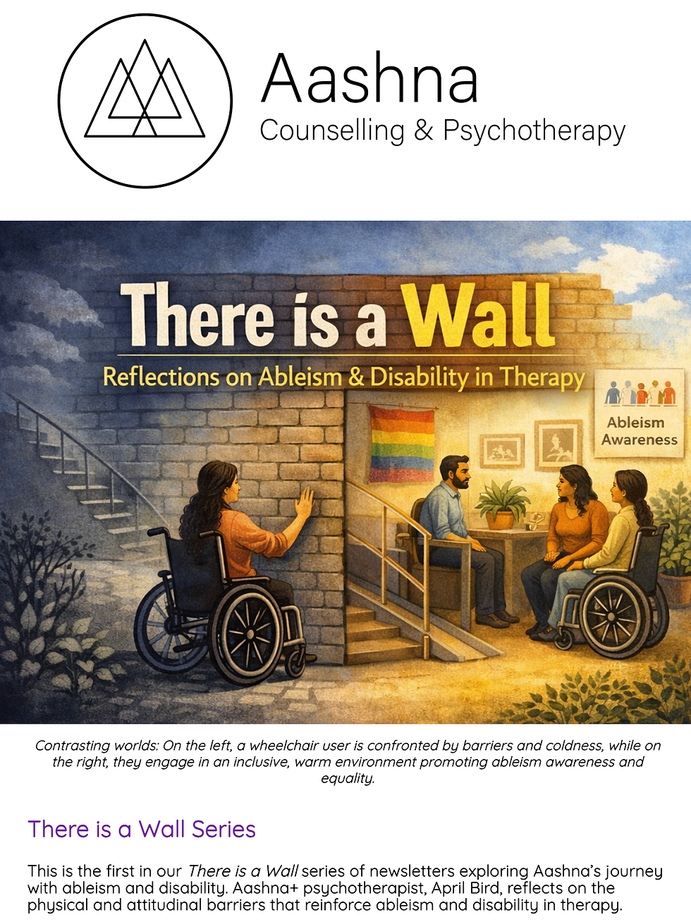 An image of the beginning of the first Aashna There is a Wall Series newsletter