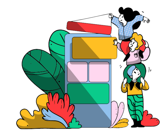 people stacking up blocks