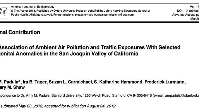 Air pollution and traffic exposure association with congenital abnormalities.
