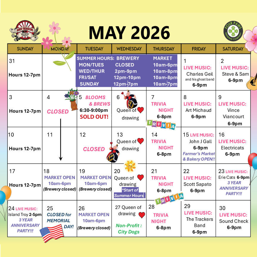 Red Wagon Farm May 2026 Calendar of Events