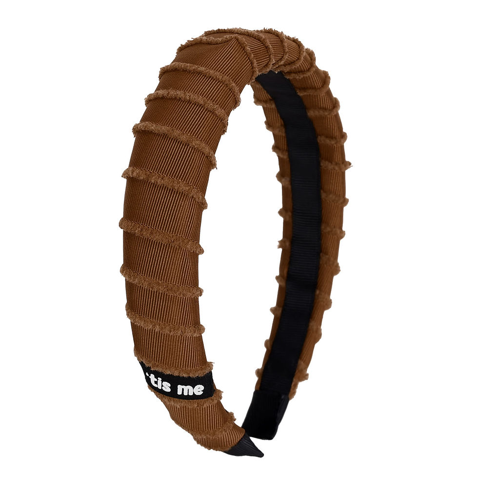Grossgrain 1.25" Fringe Hard Headband (Tuftan Brown)