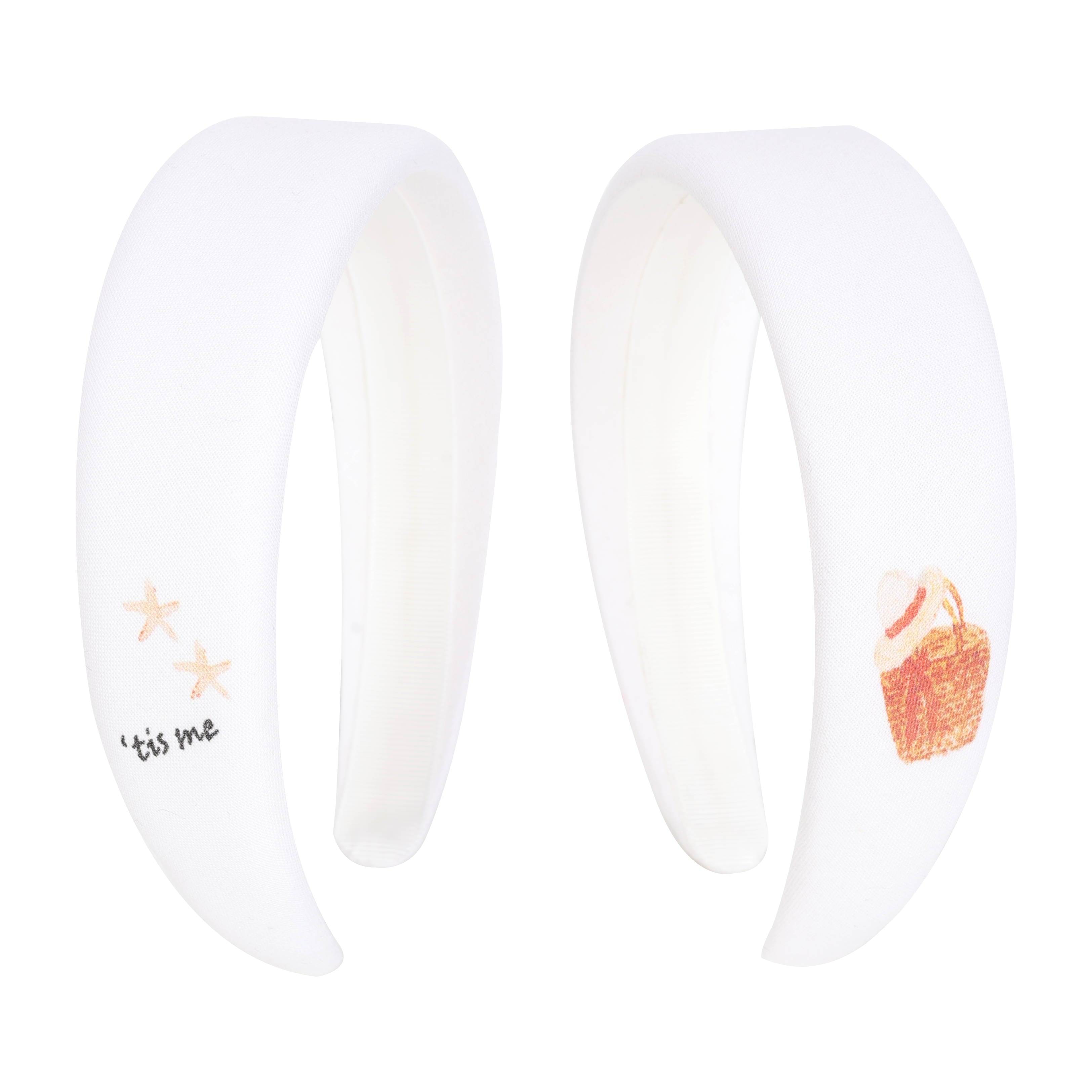 Hand Sketched Print Hard Headband White (Beach)