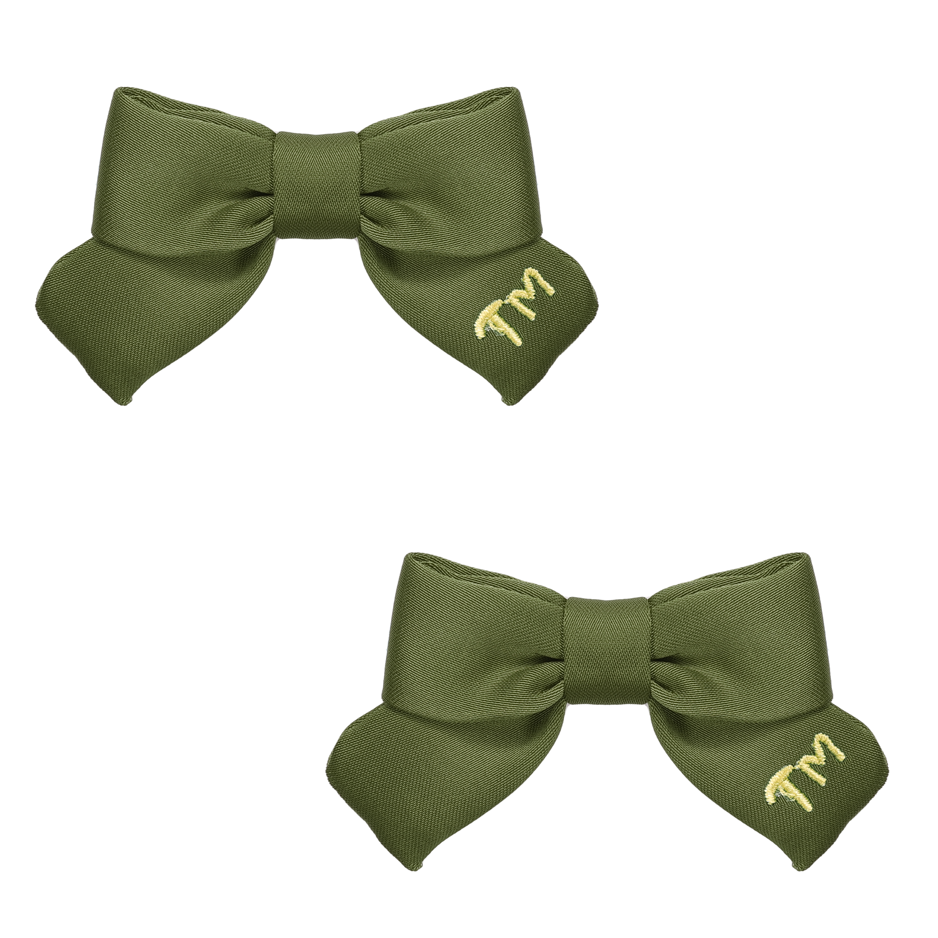 Solid TM Embroidery Mini Bow Clip Set Of 2 (Green)