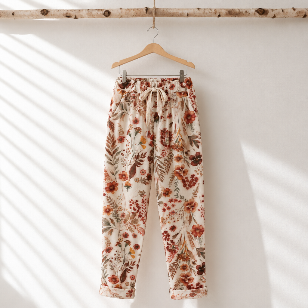 Pantalon imprimé stretch en coton
