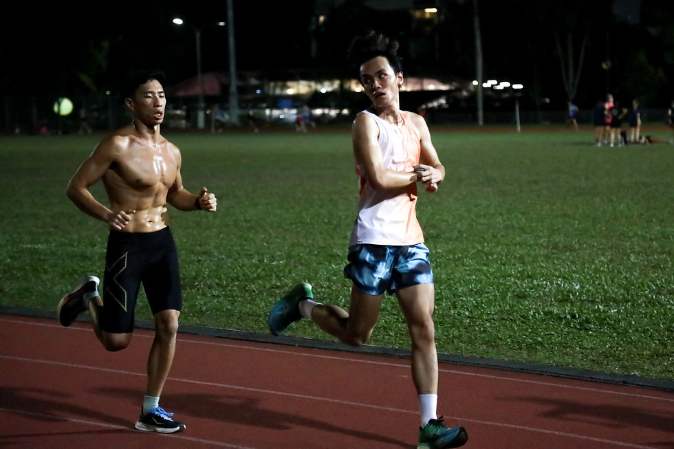 Lucas Lim (left) and Aldrich Goh in action at MetaSport's training at MOE Evans Road. PHOTO: HANA BASIR, SPORTPLUS.SG