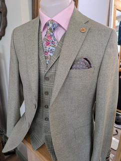 Puppytooth sage jacket and check waistcoat