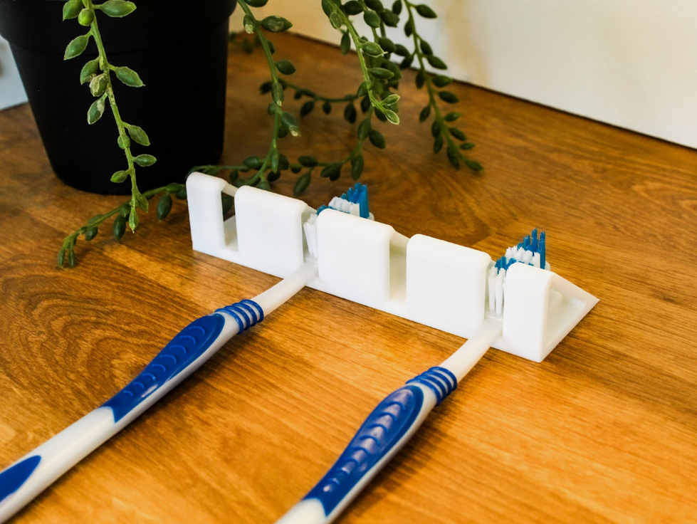 A tooth brush holder that has been printed.