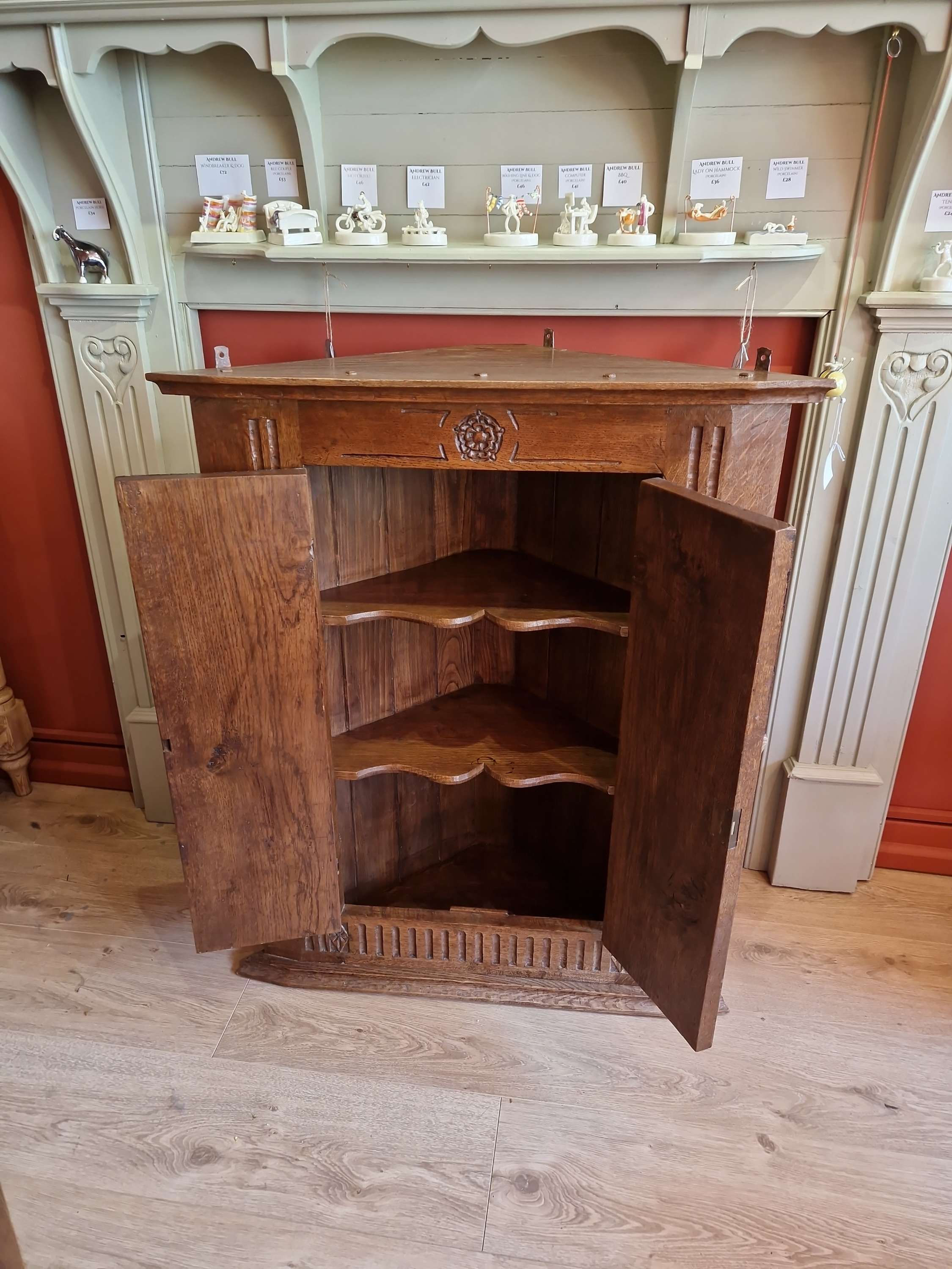 Handmade English Oak Corner Cabinet