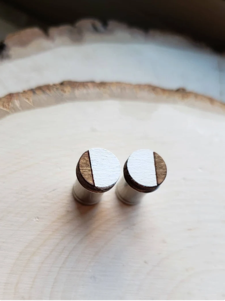 Thumbnail: 4g - 2" Geometric Plugs - Wood &amp; Steel