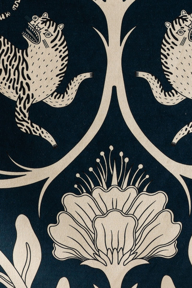 Panthera Prussian Velvet Upholstery Fabric