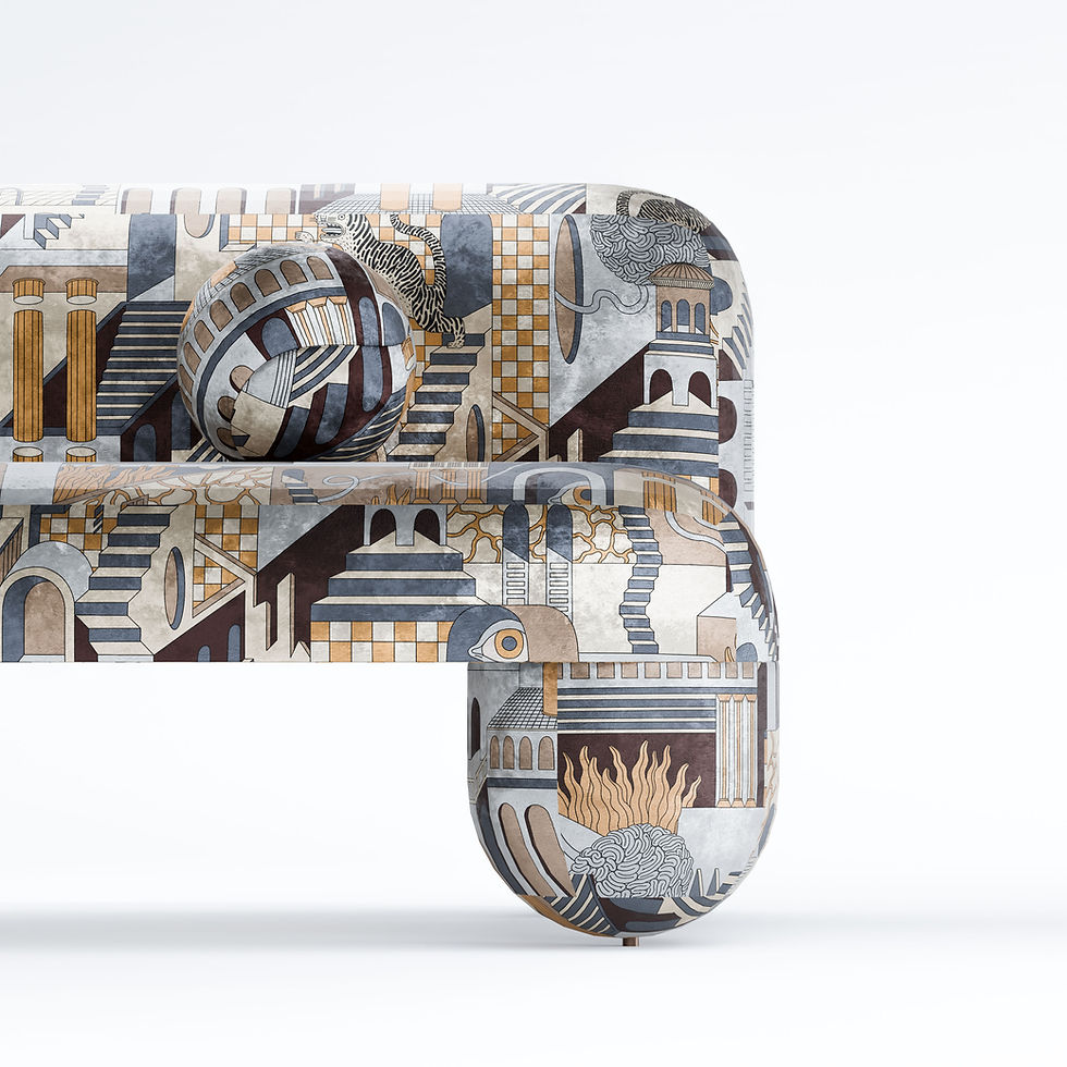Thumbnail: Penrose Prowl Rubrae architectural recycled velvet upholstery fabric