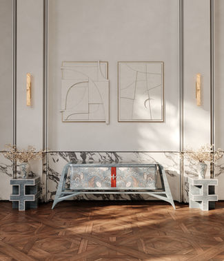 Luxury interior show casing our Shokunin side-table and tambour door sideboard