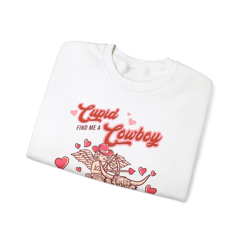 Thumbnail: Cupid find me a cowboy Unisex Crewneck Sweatshirt