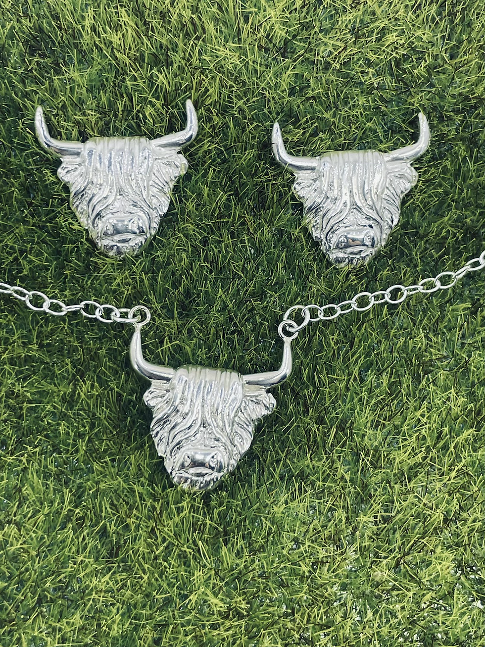 Thumbnail: Sterling Silver Highland Cow Earrings