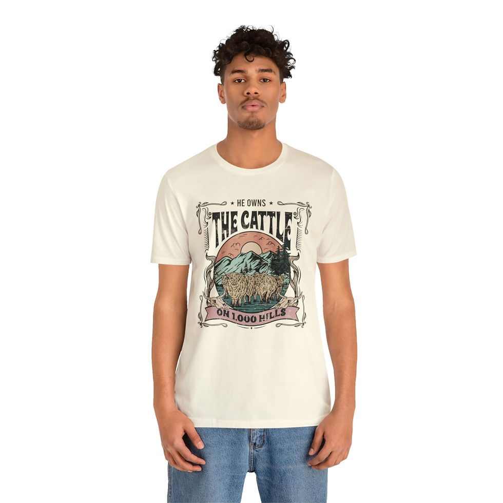 Thumbnail: Cattle on a 1,000 hills Unisex Jersey Short Sleeve Tee