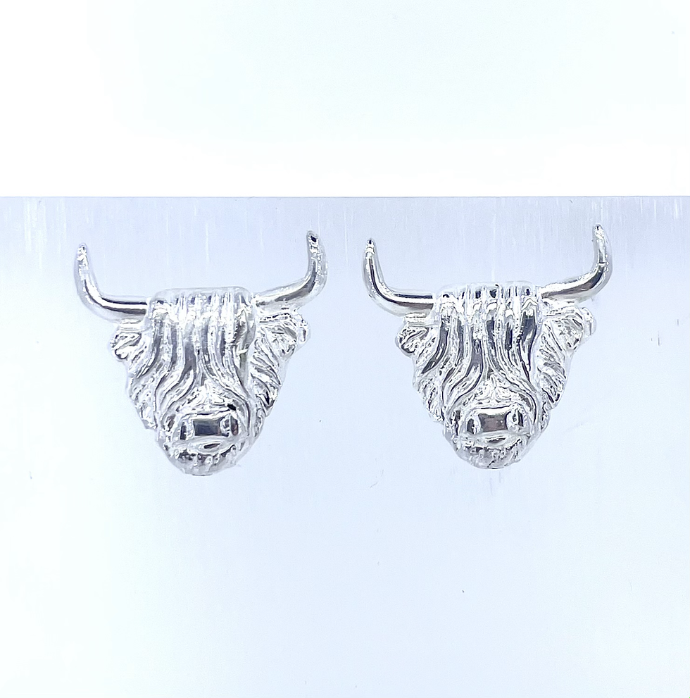 Thumbnail: Sterling Silver Highland Cow Earrings