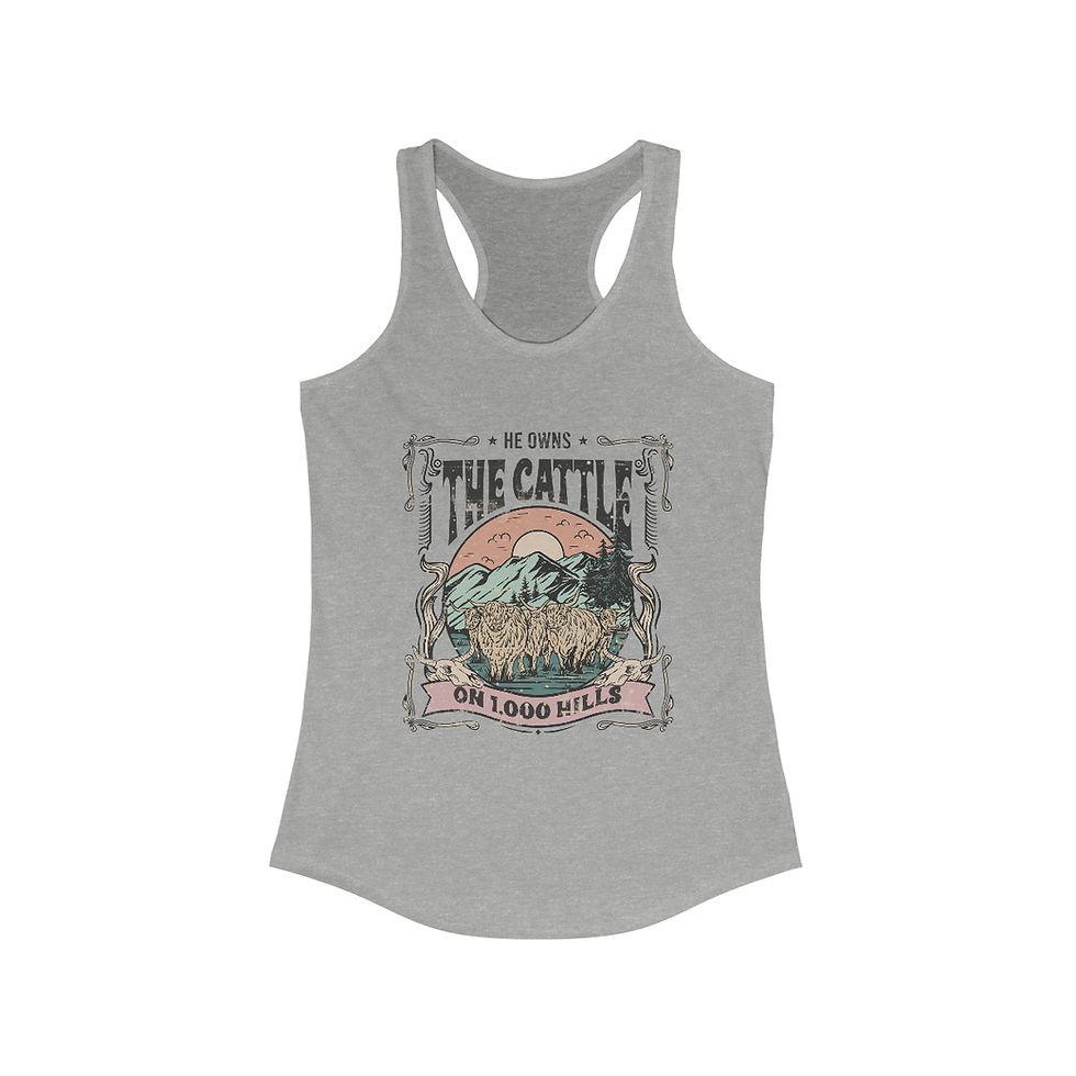 Thumbnail: Cattle on a 1,000 hills Racerback Tank