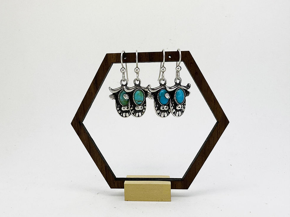 Thumbnail: Sterling Silver Turquoise Highland Cow Earrings