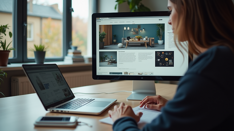 Eye-level view of a designer working on a website layout