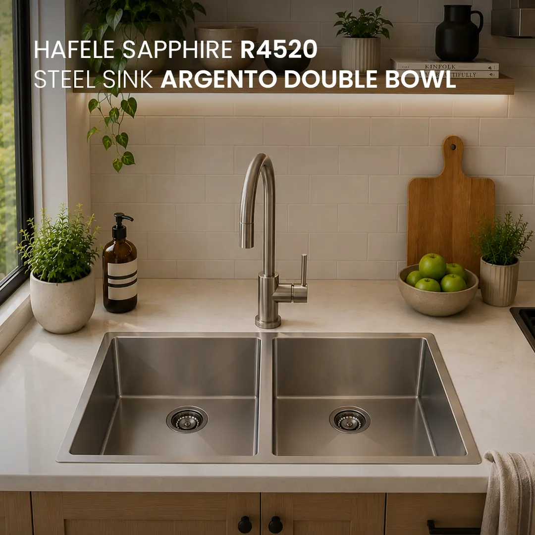 Hafele SAPPHIRE R4520 Steel Sink Argento DOUBLE BOWL