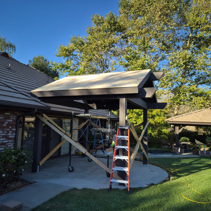 Custom patio cover built by San Gorgonio Builders in Yucaipa, CA.