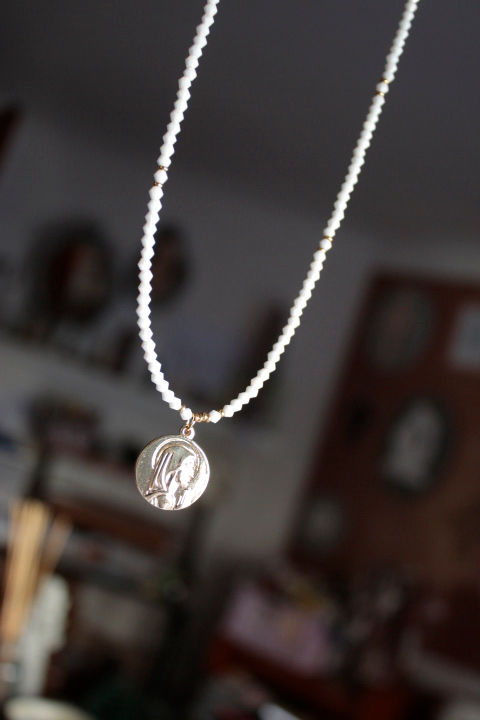 Miniatura: Collar mini cristales blanco virgen