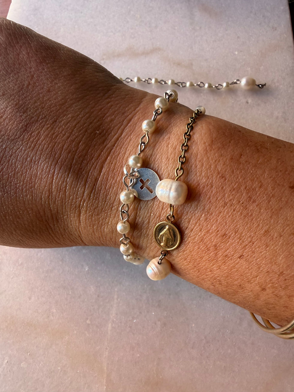 Miniatura: pulsera perlas y Plata denario