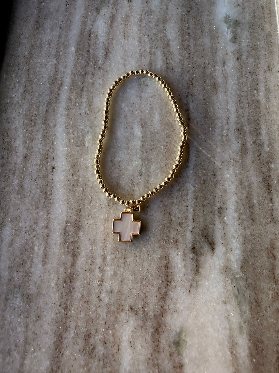 Miniatura: Pulsera Goldfilled cruz nacar
