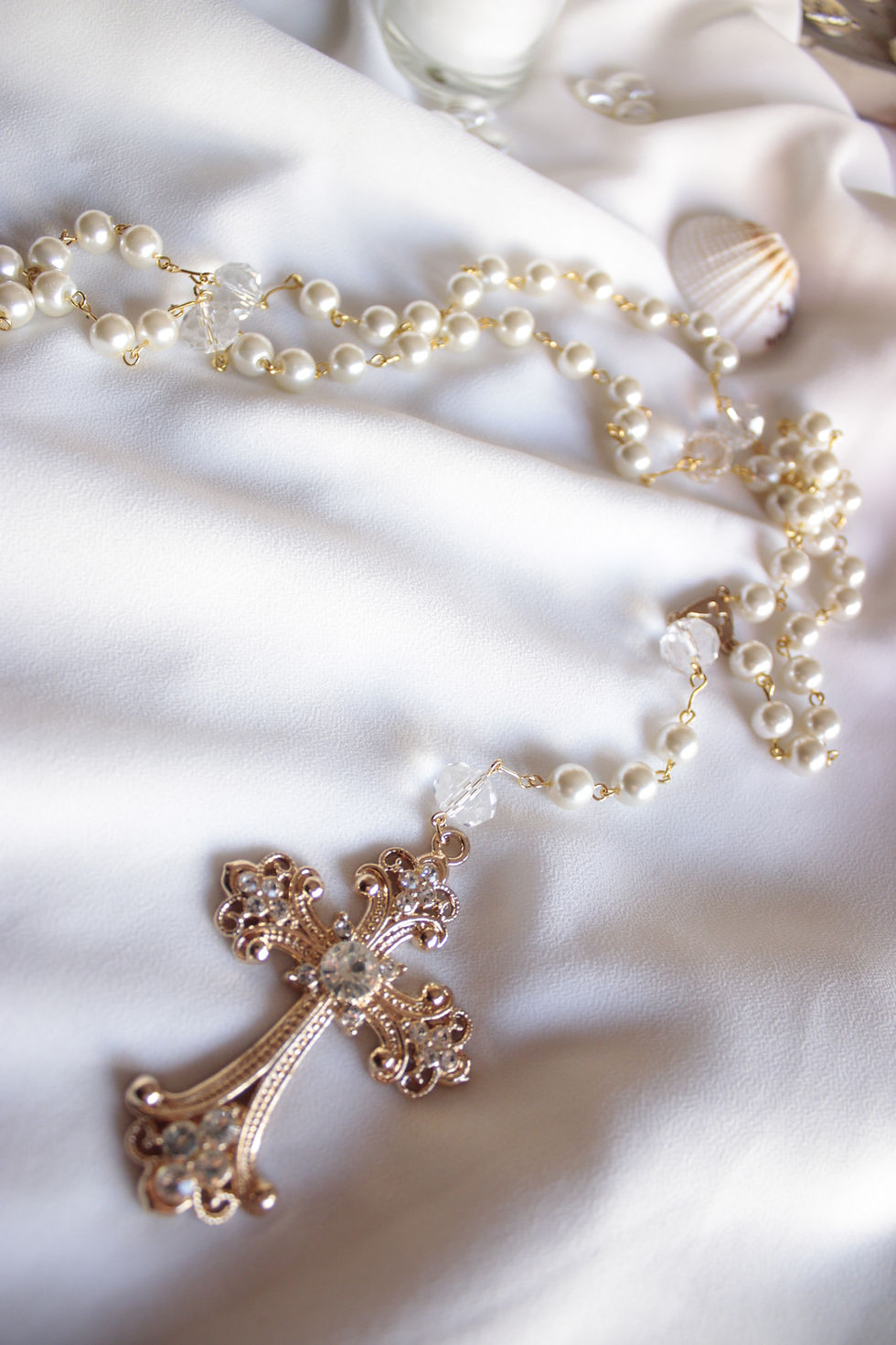 Miniatura: Rosario XL en dorado y perlas