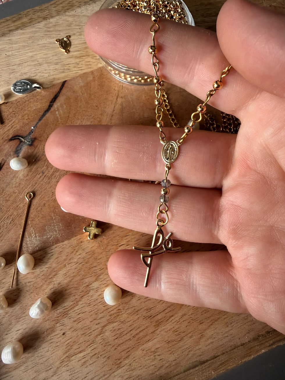 Miniatura: MiniRosario collar Fe en Goldfilled 