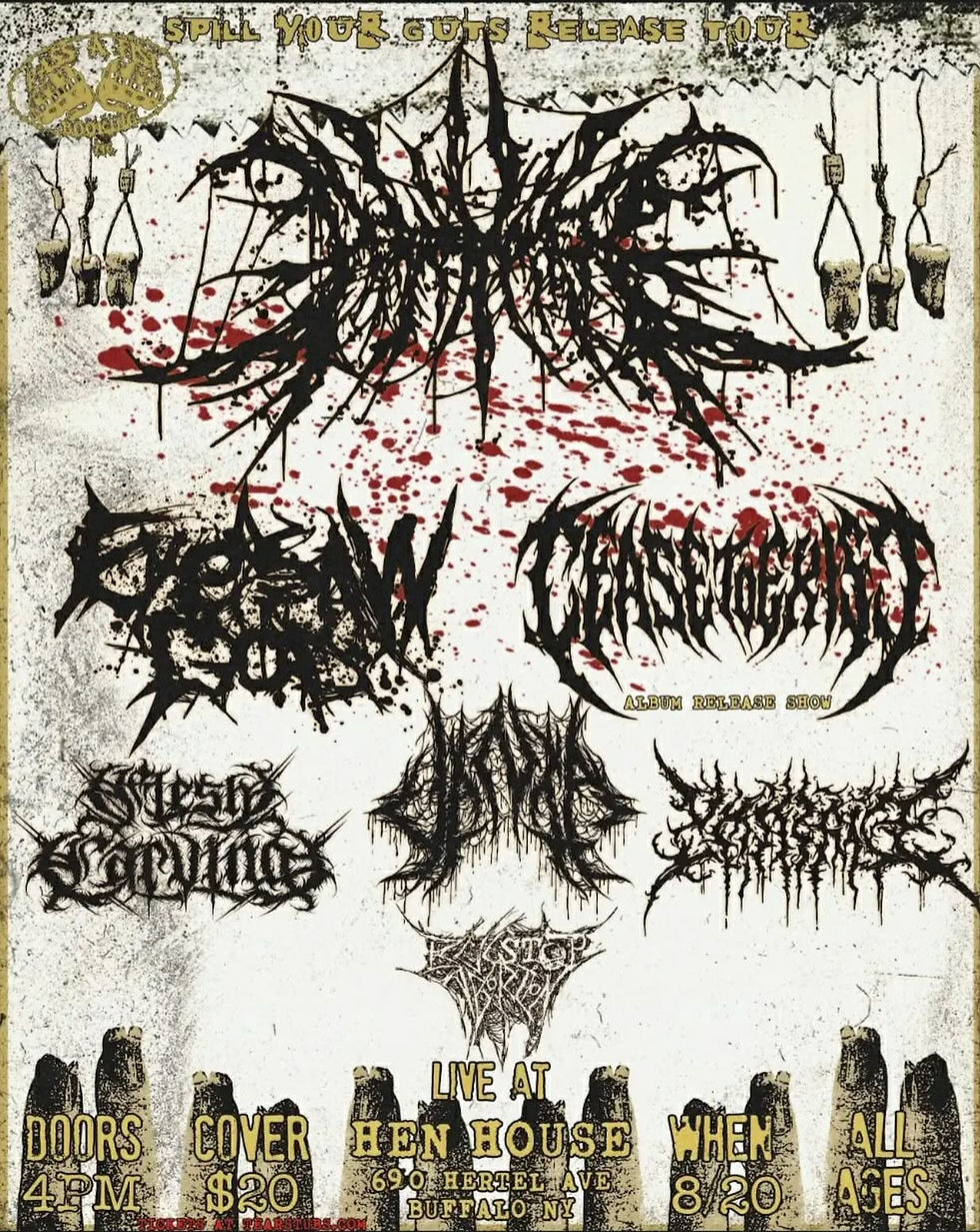 PEACEMAKER / EYESAWGOD / CEASE TO EXIST / VANTA NC / FLESH CARVING / KARNAGE / BUS STOP ABORTION