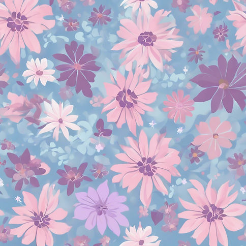 flowers all around some big some small use light pink, light purple, and very light blue,.