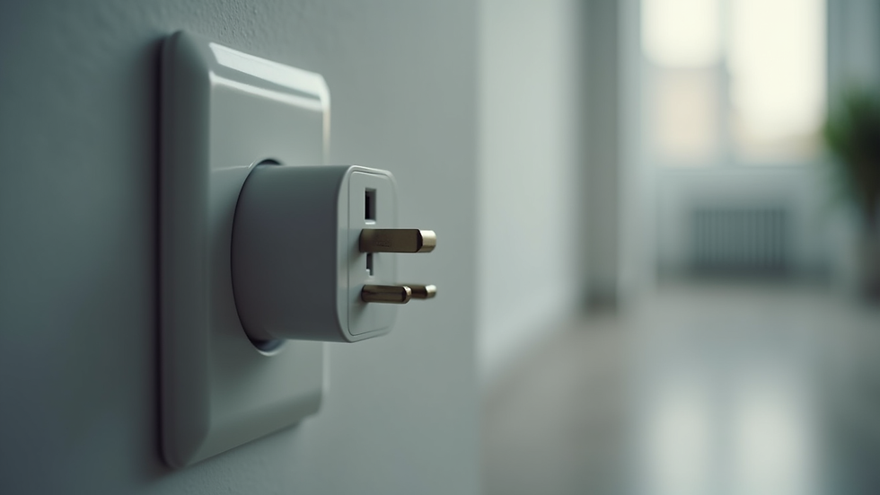 Close-up view of a smart plug inserted into a wall socket