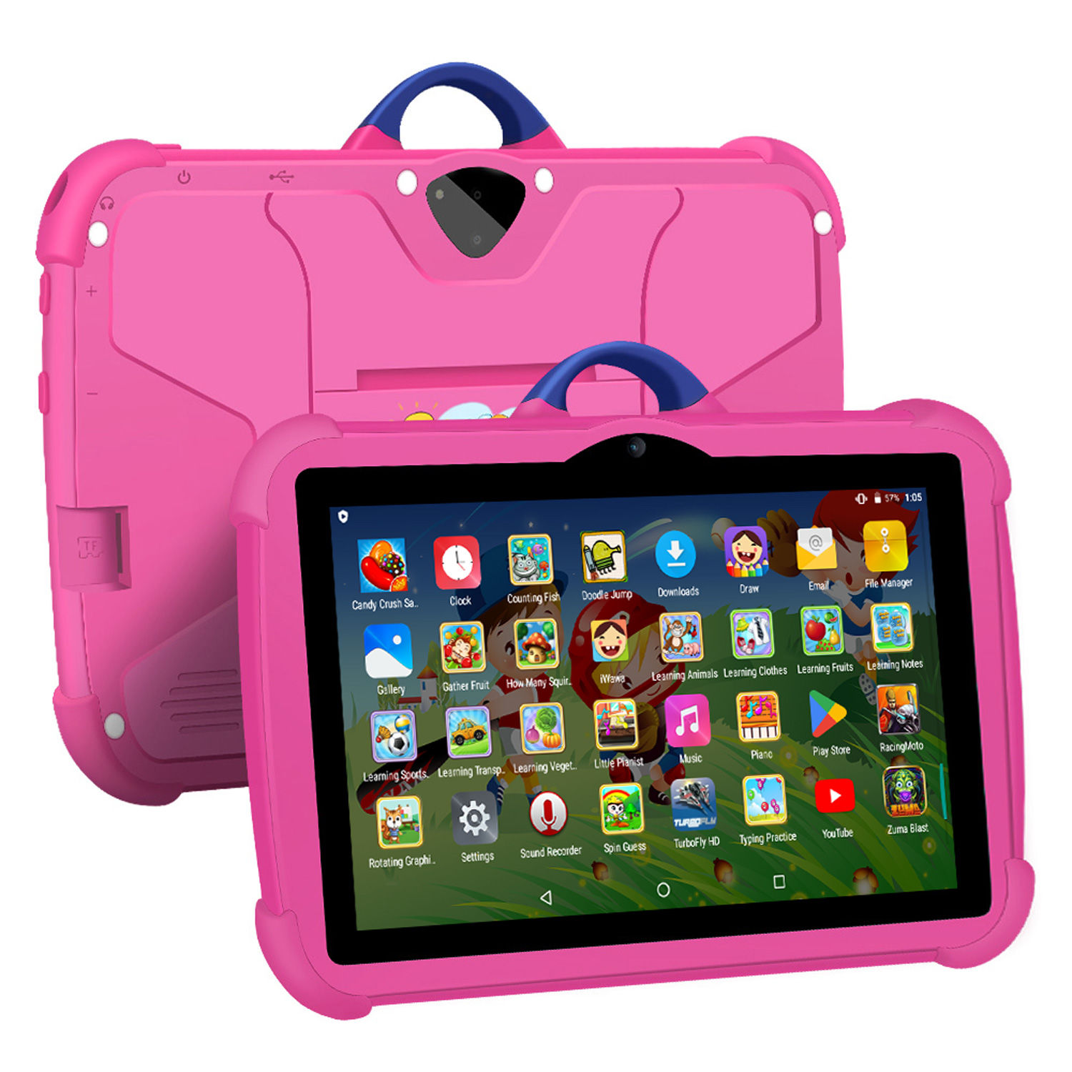 New Cartoon Pattern Kids Tablet 7 Inch Quad Core 4GB RAM 64GB ROM Android Learni
