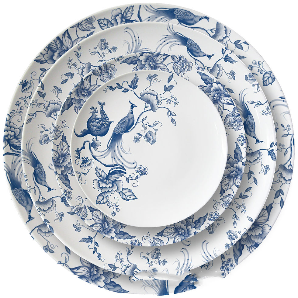 Thumbnail: Provencial Peacock White and Blue Dishes