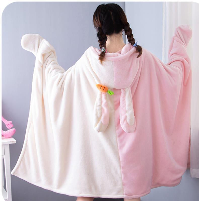 Thumbnail: Bunny Fleece Cape Blanket Shawl