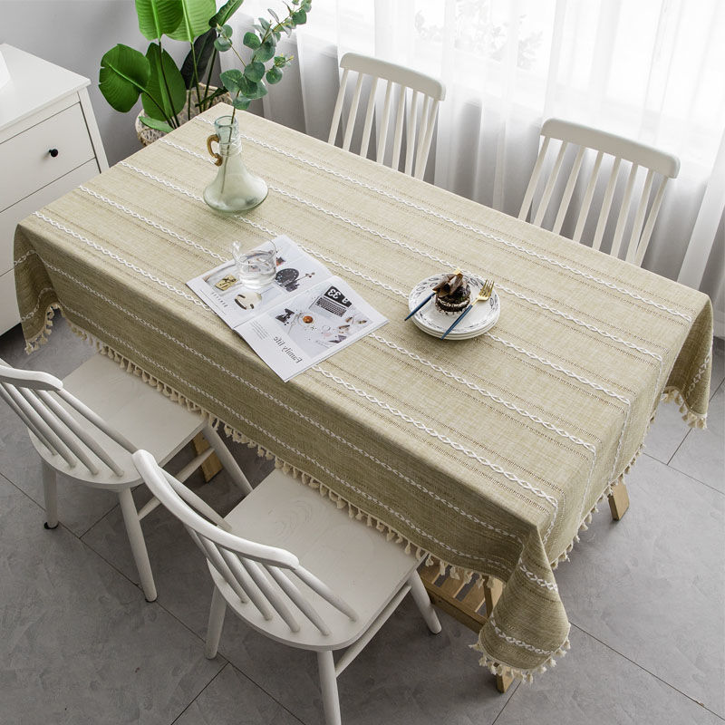 Thumbnail: Amfissi Greek Country Cotton Linen Tassel Tablecloths