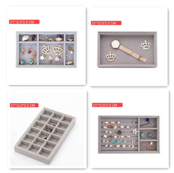 Thumbnail: Beaune Luxe Grey Velvet Jewelry Display Trays