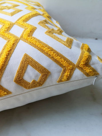Yellow Embroidered Pillow