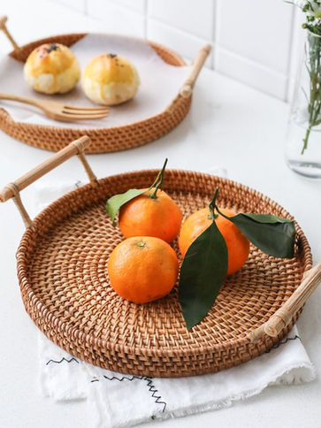 Round Wicker Serving Tray