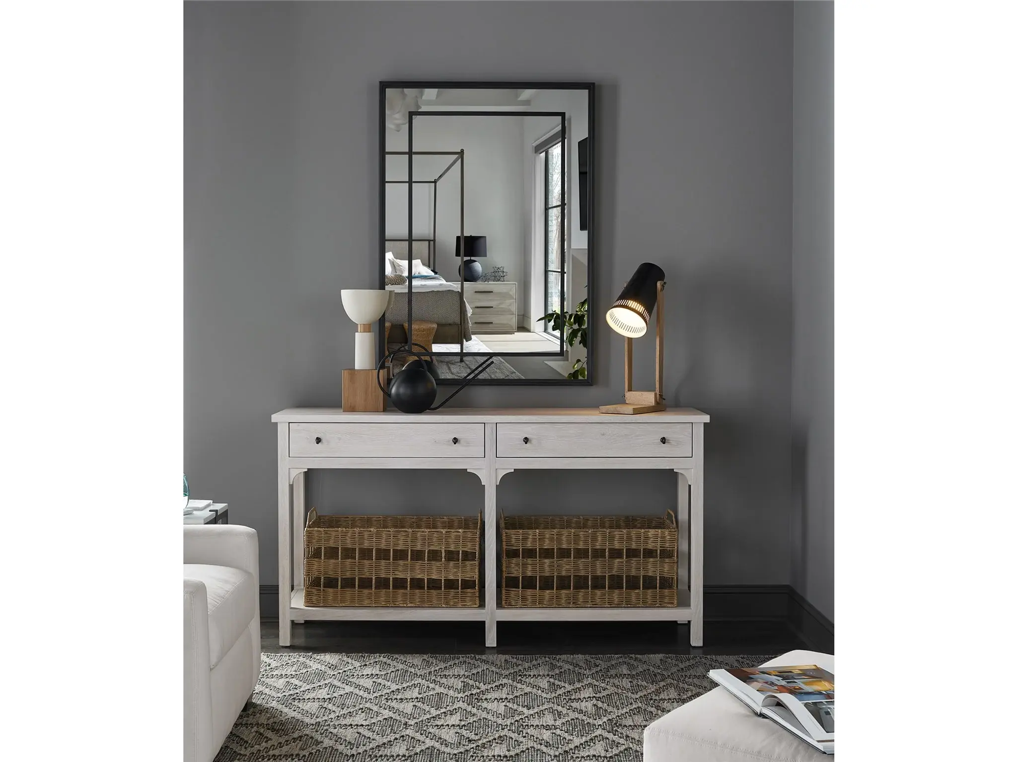 Arbigny Console Table with Baskets