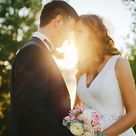 Bride and groom outdoors