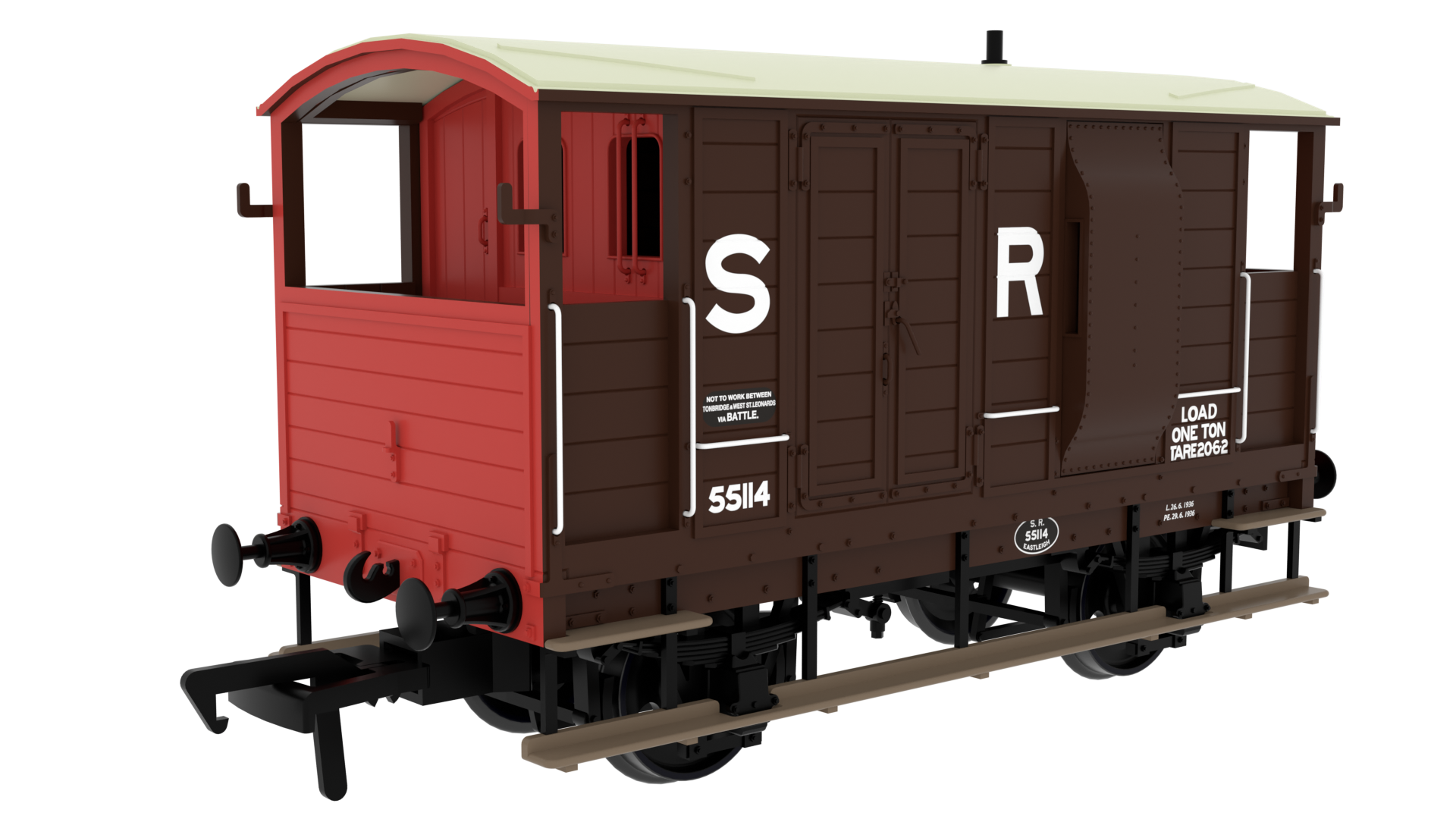 #*# LSWR/WD 20T Brake Van - No. 55114 SR Brown (pre-36).