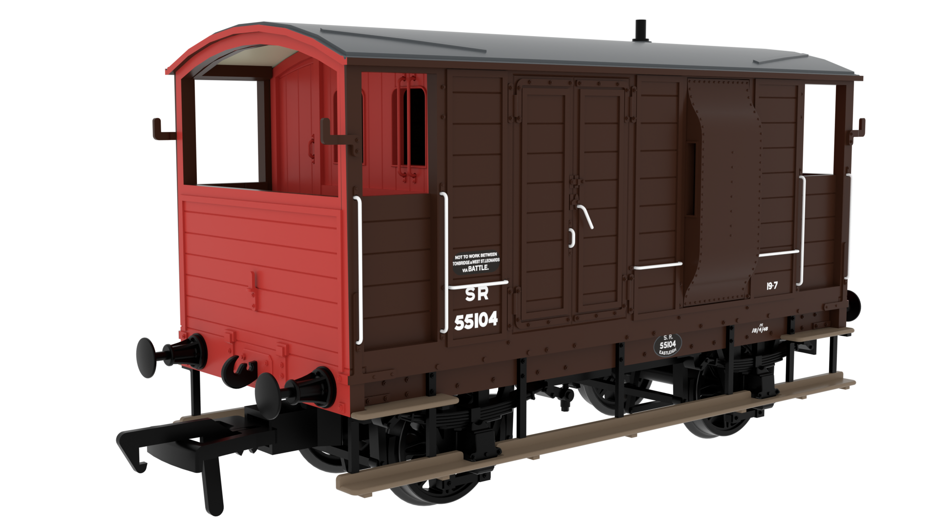 #*# LSWR/WD 20T Brake Van - No. 55104 SR Brown (post-36).