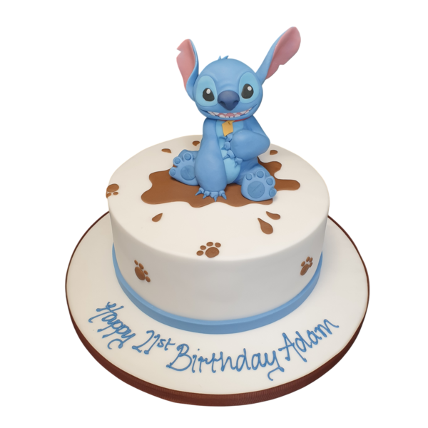 Adorable cake inspired by the character Stitch from Lilo and Stitch, perfect for fans of the popular Disney movie. Ideal for themed parties and celebrations.