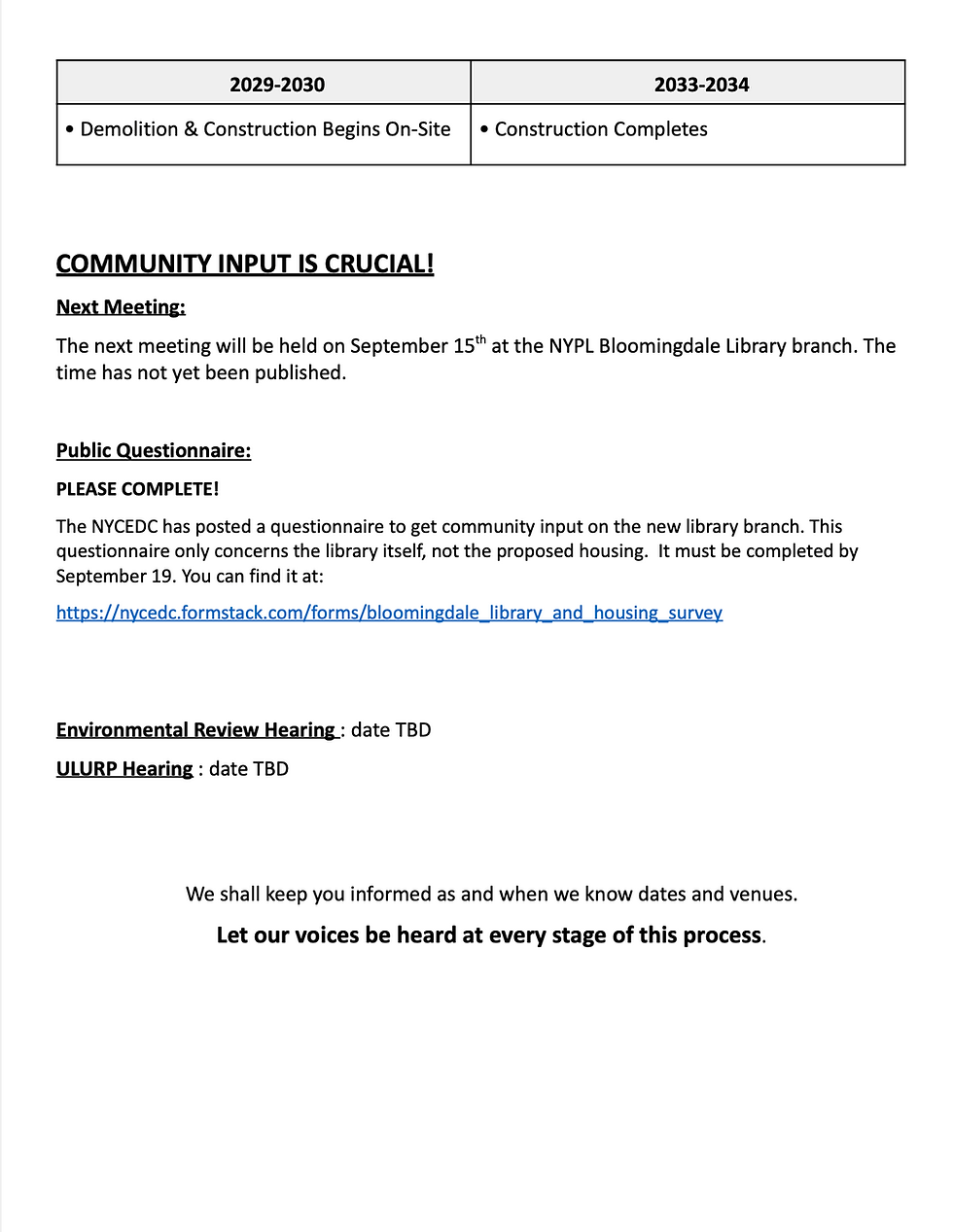 TENANT ALERT: Major Construction Coming on Bloomingdale Library Site